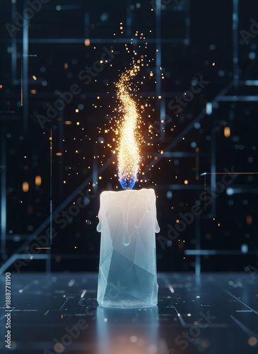 A low-poly digital candle