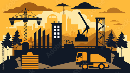 Construction site in progress Vector