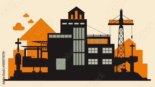 Modern industrial skyline Vector