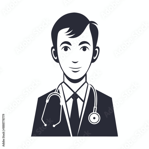 General Practitioner Avatar Icon with Stethoscope for Web and Interface Design