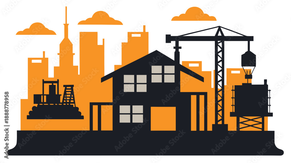 Obraz premium Urban construction scene Vector