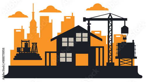 Urban construction scene Vector