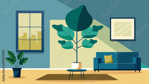 Modern living room with indoor plants Vector
