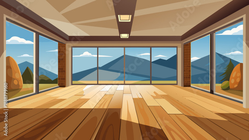 Spacious room with mountain view Vector