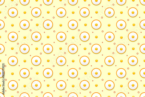 Fried egg seamless pattern. Sunny side up fried egg pattern background. Fried eggs vector seamless pattern. Healthy fried egg pattern background. 