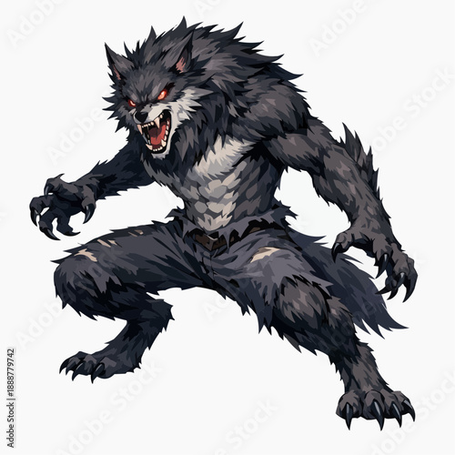 Raging Werewolf Character Illustration