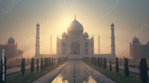 taj mahal at sunset background