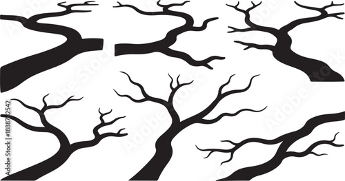 Black tree silhouettes on white background illustration design