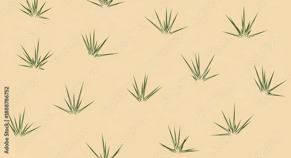Fototapeta premium Seamless beige spiky grass tufts desert pattern