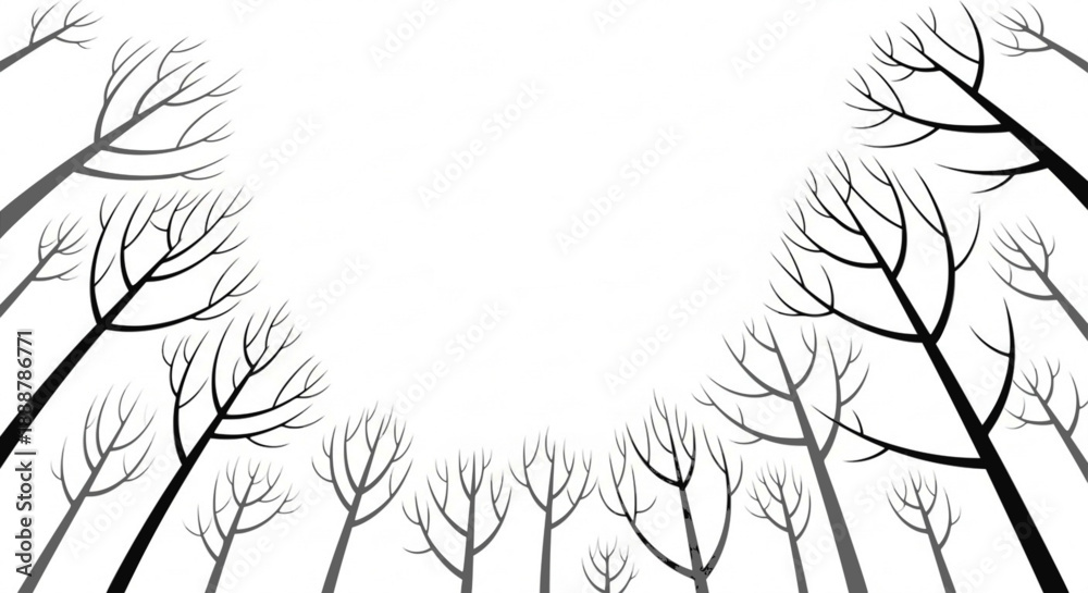 Obraz premium Seamless gray bare trees silhouette upward view pattern