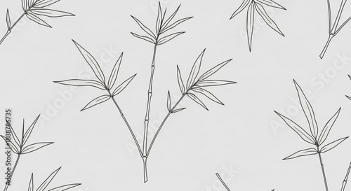 Seamless gray outline spiky leaves pattern background