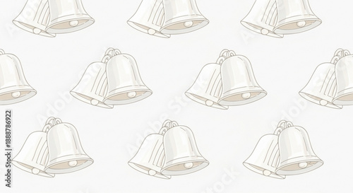 Seamless white wedding bells scattered pattern
