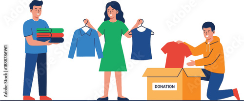 People Sorting and Donating Clothes Together