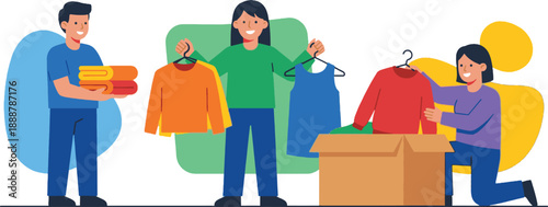 People Sorting and Donating Clothes Together