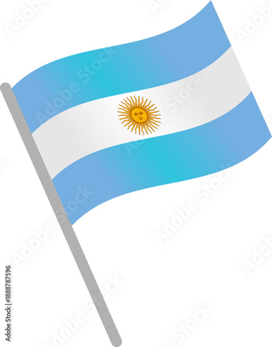Argentina Map Pin. Waving Argentina flag icon