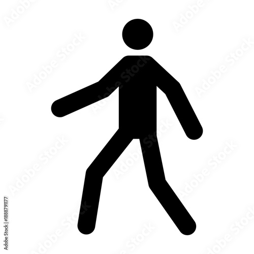 Walking Pedestrian Silhouette - Minimalist Black Vector Icon for Traffic Safety, Wayfinding, and Public Access Signage