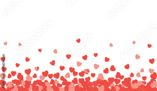 Red heart confetti scattered on for valentines day or love themed designs and decorations with festive atmosphere