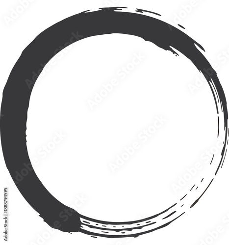 Abstract circular brush stroke zen ensō symbol isolated on white background simple ink circle
