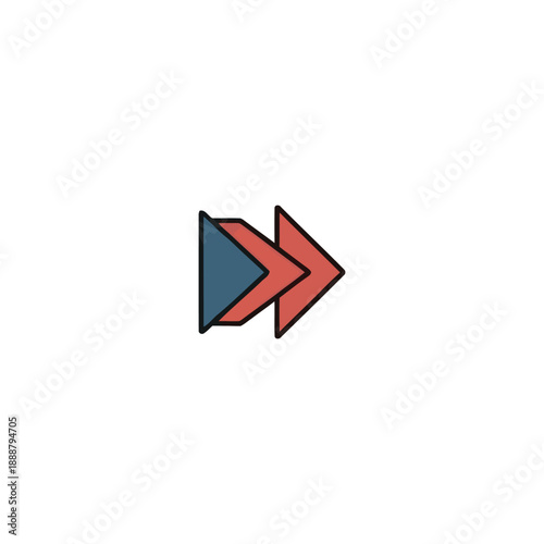 Two arrows pointing right direction symbol illustration on transparent background