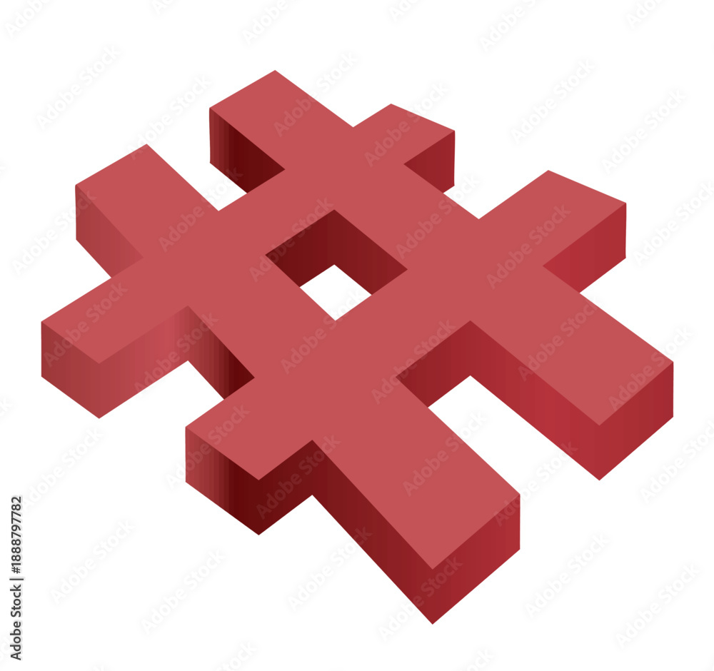 Obraz premium Hash mark sign 3D. vector