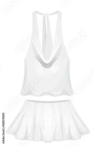Sleeveless t shirt and mini skirt. vector