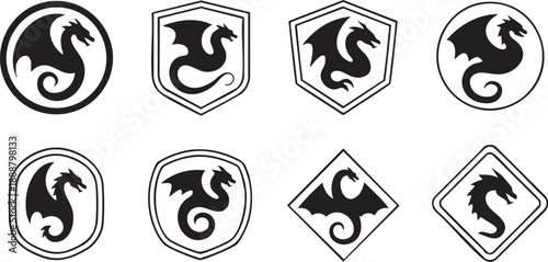 Dragon Logos on Shields and Badges