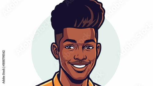 Smiling young Black man with stylish hair and beard.