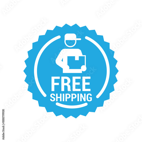 free shipping label vector, courier delivery sticker.