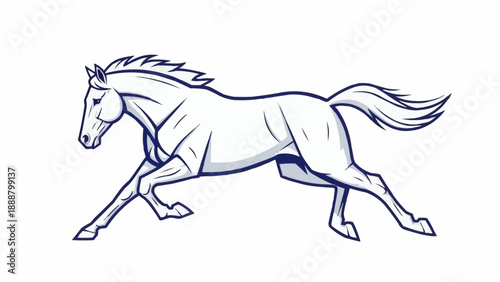 Stylized illustration of a galloping horse in motion.