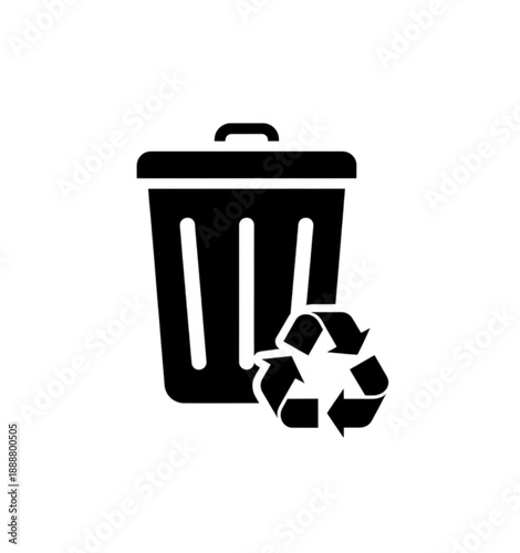 A clear vector image of a waste bin combined with a recycling symbol to promote proper garbage sorting and environmental responsibility