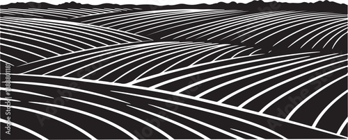 Monochromatic Landscape of Rolling Hills and Striped Patterns