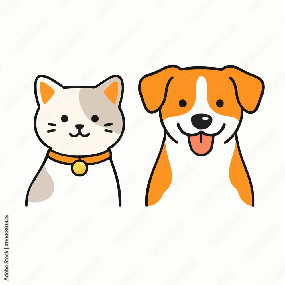 Obraz premium Cute Cat and Dog Friends