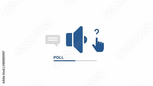 Blue speaker icon with hand.