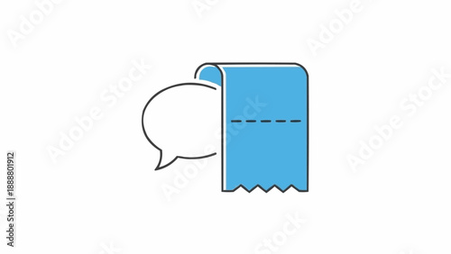 Blue speech bubble icon symbol.