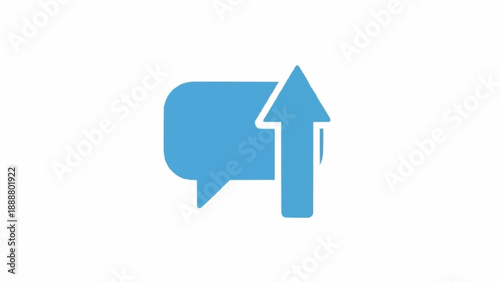 Blue speech bubble with arrow.