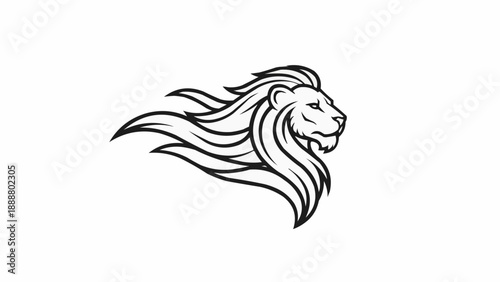 Wallpaper Mural Stylized Lion Head Emblem with Flowing Mane. Torontodigital.ca