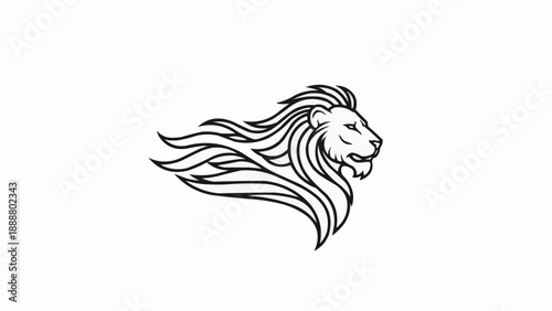 Stylized Lion Head Illustration with Flowing Mane.