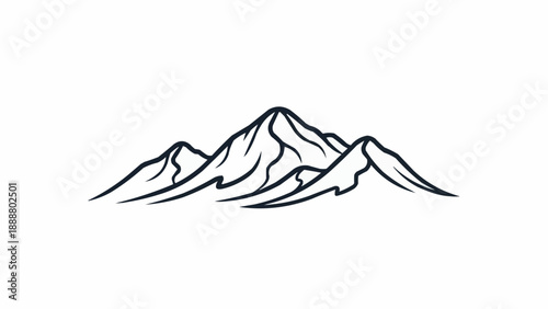 Stylized Outline Drawing of Majestic Mountain Peaks.