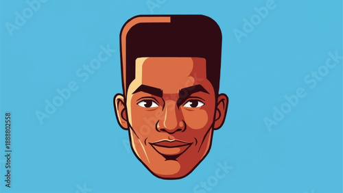 Stylized portrait of a young man with a flat top haircut.
