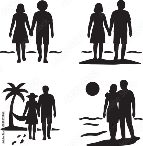 Romantic Beach Couple Silhouette Art