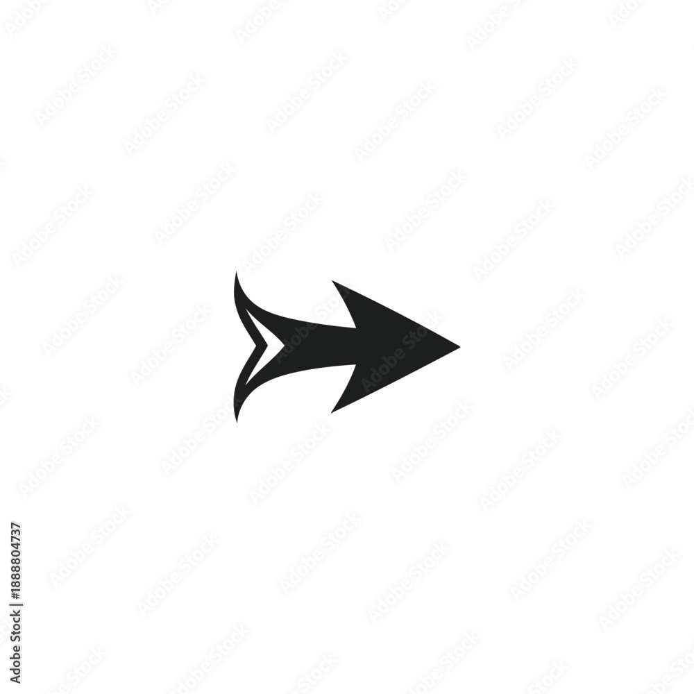 Obraz premium Simple black arrow pointing right direction on a plain background