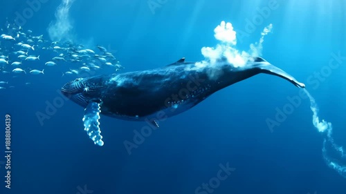 Enormous Blue Whale Glides Through Clear Ocean Waters