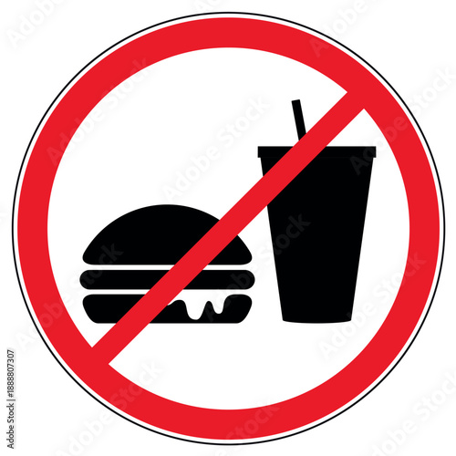 Essen und Trinken verboten Schild - kein Fastfood