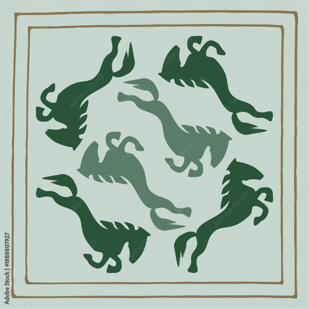 Obraz premium Ethnic patterns. Traditions of nomads, Kazakh steppes, Asian Mongolian Caucasus