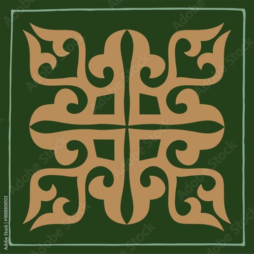 Ethnic patterns. Traditions of nomads, Kazakh steppes, Asian Mongolian Caucasus