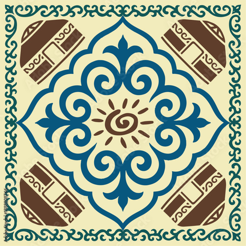 Ethnic patterns. Traditions of nomads, Kazakh steppes, Asian Mongolian Caucasus