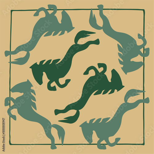 Ethnic patterns. Traditions of nomads, Kazakh steppes, Asian Mongolian Caucasus