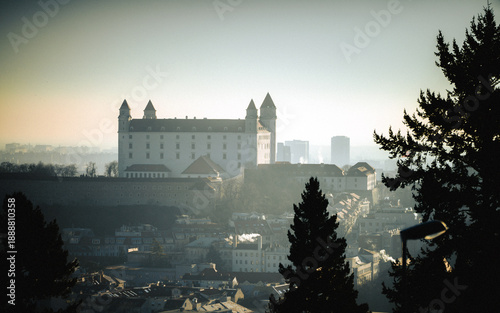 Bratislava Castle overlooking the city at sunrise