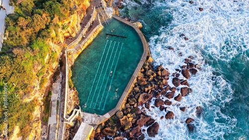 Canvas Print Bronte beach ocean pool Sydney Coastline waves