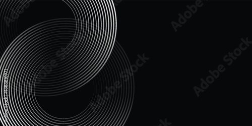 Abstract gold circle lines on dark background. Geometric stripe line art design